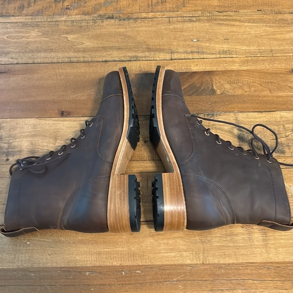 Portland Leather Brown Lace up Heeled Boots - Picture 6 of 10